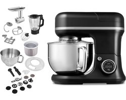 MEDION Keukenmachine met vleesmolen, blender 4-in-1, Zwart | IJskom voor ijsbereiding, 1200 W, raspen, snijden, kneden, deegmachine, MD18440