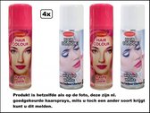 4x Haarspray roze/wit 125 ml - Word bezorgd in doos ivm beschadeging - Festival thema feest carnaval haar kleurspray party