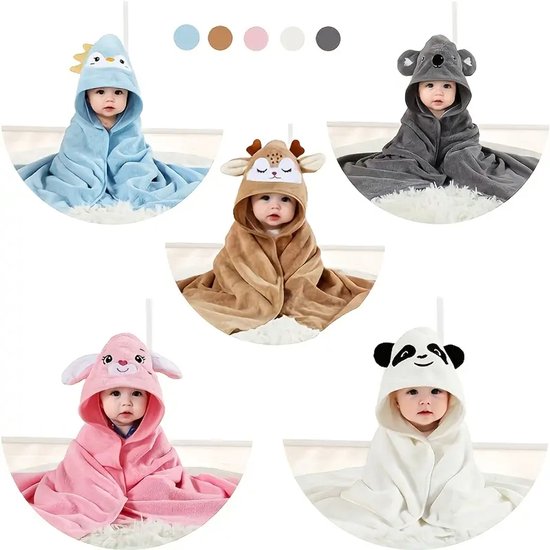 Kinderhanddoek Badponcho - 0 tot 3 jaar - Eland Bruin - Badjas met Capuchon - Sneldrogend & Warm - Voor Zwembad, Strand, Bad en Peuters van Merkloos — afbeelding 5