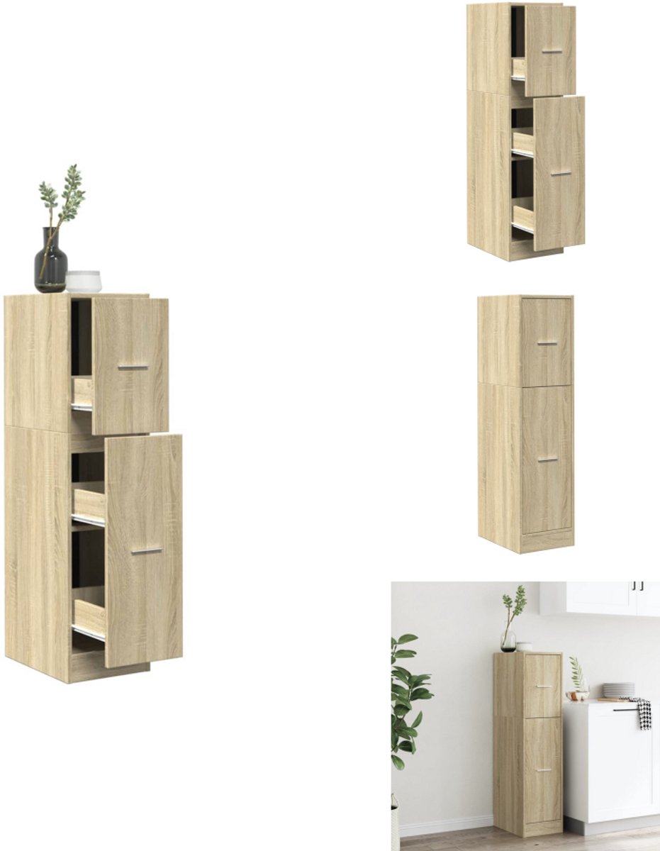 vidaXL Apothekerskast 30x41x144,5 cm bewerkt hout zwart eikenkleurig