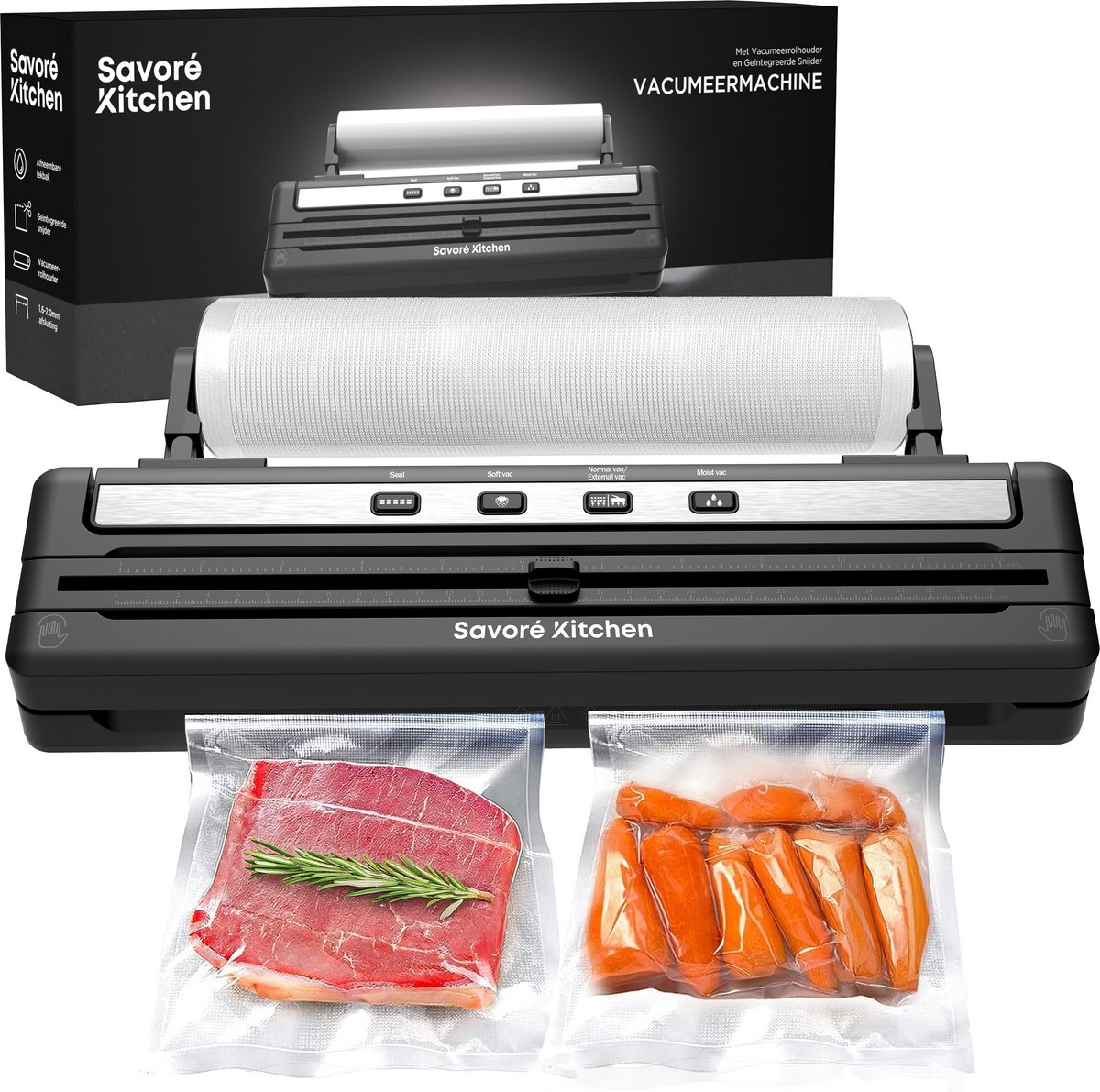 Bol.com Savoré Kitchen ProSeal Vacumeermachine met Snijder en Rolhouder - Vacuummachines - Foodsaver - Seal Apparaat - Vacuum Se... aanbieding
