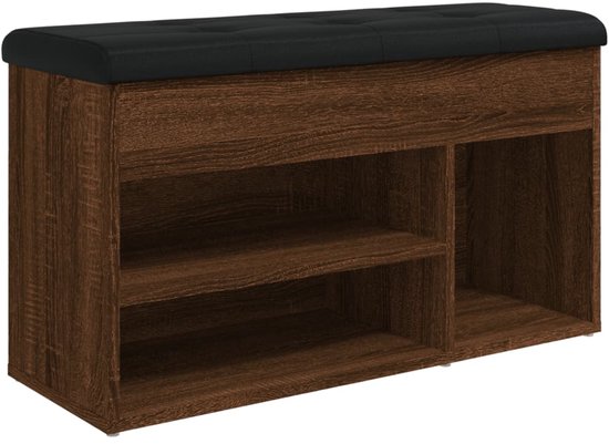 Schoenenbank 82x32x50 cm bewerkt hout zwart kopen