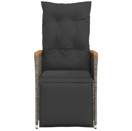 Chaise de jardin vidaXL - Chaises de jardin - Chaise de Jardin - Chaise de patio - Chaise de jardin réglable avec coussins en résine tressée grise