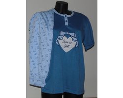 Dames Zomerpyjama Love - Katoen - Pyjama - verkrijgbaar S-3XL - Beschikbare kleuren: Blauw of roze – laat ons je voorkeur weten, anders verrassen we je met een willekeurige kleur!