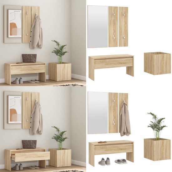 vidaXL Ensemble de garde-robe en bois massif chêne Sonoma - Ensemble de meubles d'entrée - Ensembles de meubles d'entrée - Halmeubel - Ensemble de garde-robe
