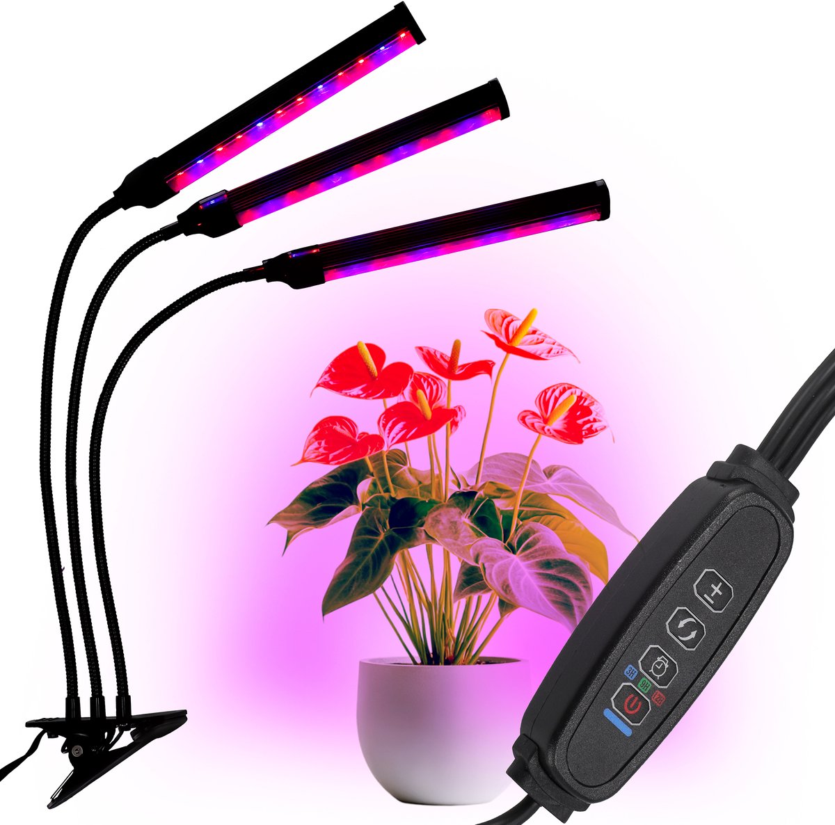 LED-plantengroeilamp 72 diodes TIMER 25 W thuisplantenkweek met netadapter