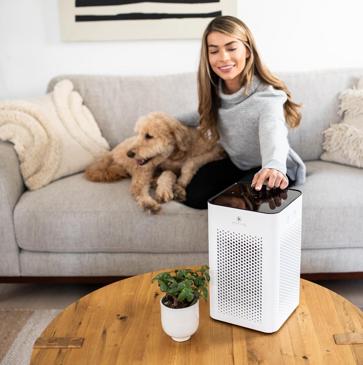 Medify MA-25 Luftreiniger mit H13 True HEPA Filter | 45 m² Abdeckung | Filtert Allergene, Rauch, Staub, Gerüche, Pollen, Tierhaare | Leise | Entfernt 99,9% Partikel bis zu 0,1 Mikron | Silber, 1 Stk
