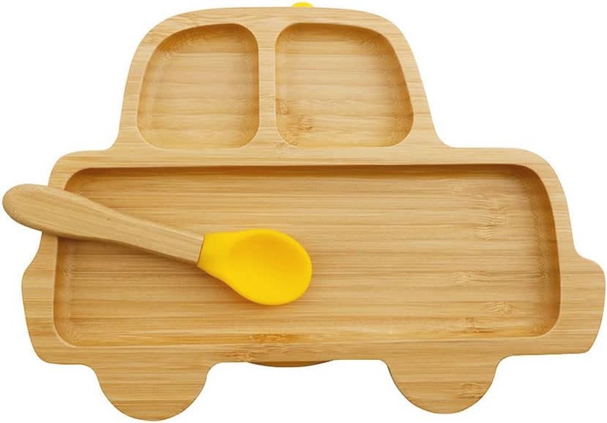 Bamboe Bordenset met Zuignap voor Kinderen - Duurzaam en Milieuvriendelijk Babyservies