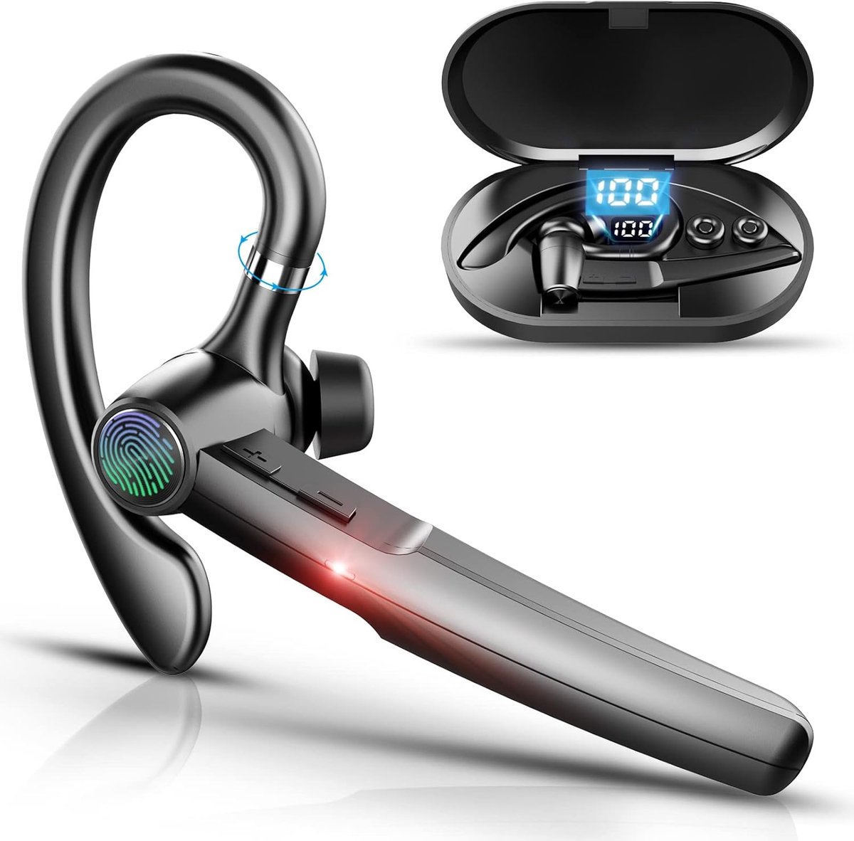 Draadloze Bluetooth hoofdtelefoon met microfoon - 48 uur gesprekstijd - In-ear hoofdtelefoon voor kantoor en autorijden