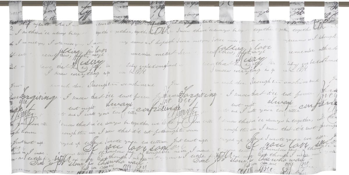 Elbersdrucke Bistro Gordijn Loveletter 48x140 cm wit transparant WeißGrau