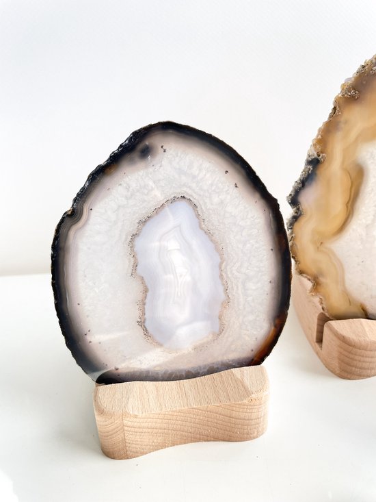 Agaat Waxinelichthouder met Houten Houder