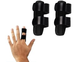 Vingerspalk - 2 Stuks - Vingerbrace - Vinger Splint - Vingerfixatieriem - Revalidatiespalk - Brace voorGebroken Vingers - Vinger Ondersteunen - Vingerbescherming - Spalk - Brace - Geschikt voor Wijs-, Middel-, Ringvinger - Zwart - One Size