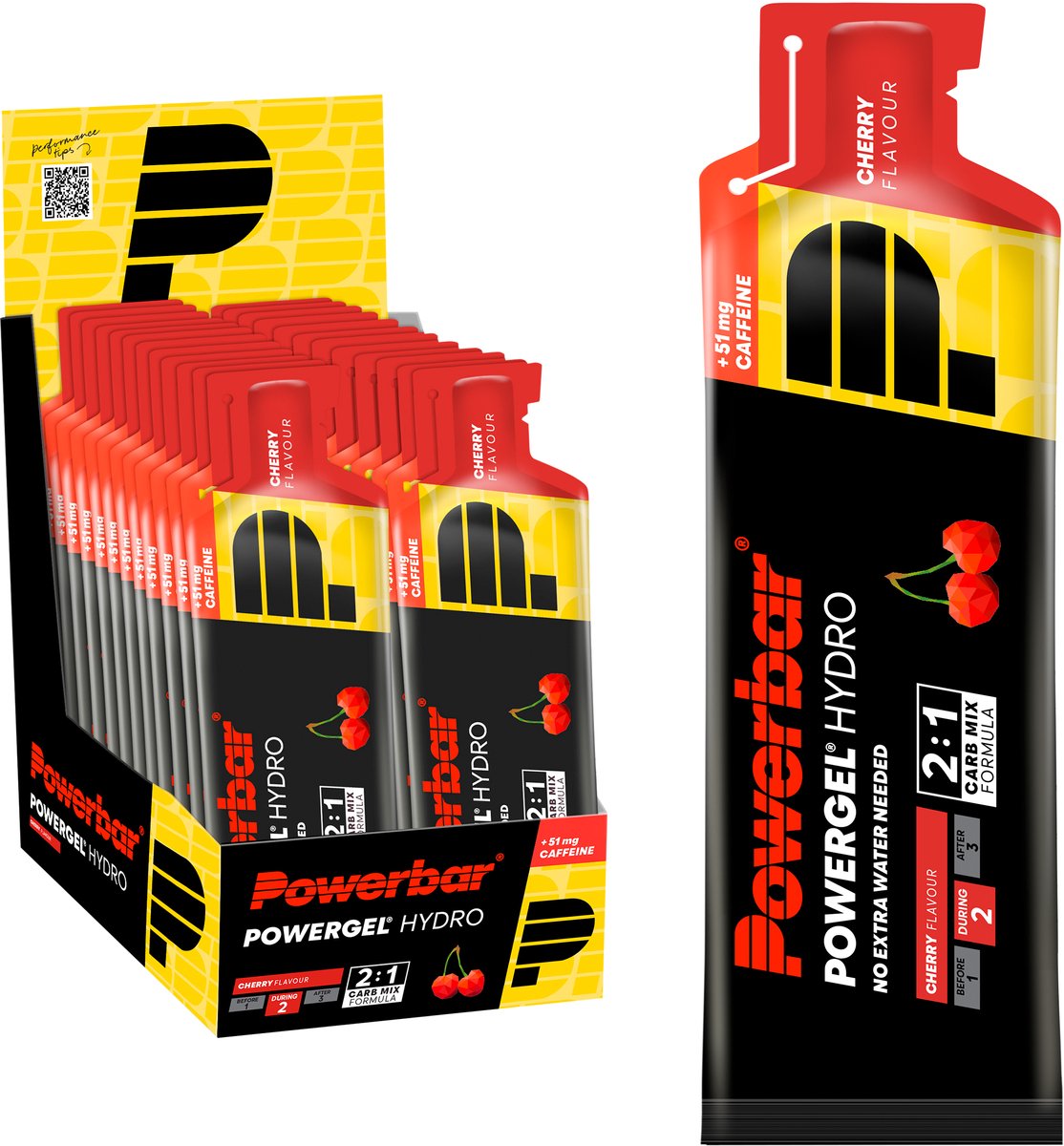 Goedkoopste Powerbar Energiegels | Powergel Hydro | Cherry (met cafeine) 24x67ml