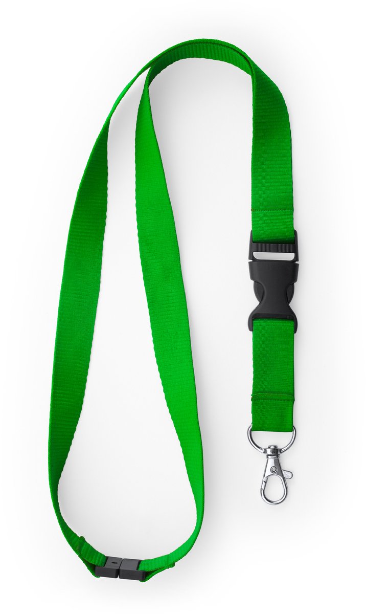 10 Keycord/lanyard koord - groen - met sleutelhanger - 55 cm