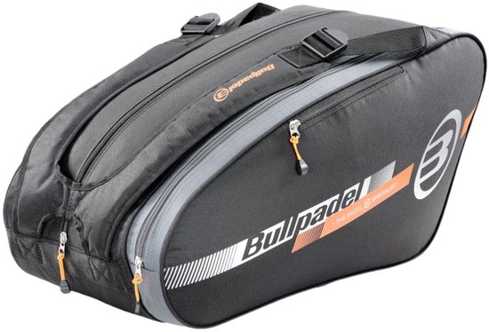 Bullpadel BPP25015 Tour - Borsa Da Padel Grigio Scuro, 56x29x28 Cm, Poliestere 600D, Comparto Imbottito Per 2 Pale E Tasca Laterale