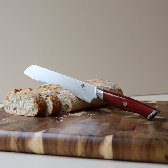 SOPHIOR Collection Classic Héritage - Couteau à pain | Acier 3 couches | Manche en palissandre | 60 HRC