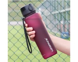 UZSPACE Waterfles - Drinkfles 500 ml – BPA-Vrije Tritan Waterfles – 100% Lekvrij – Herbruikbare Sportfles met 1-Klik Deksel – Voor School, Sport & Kantoor – Paars/Rood