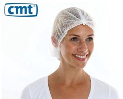 CMT® | 300 haarnetjes WIT maat M | non woven | latexvrij | clip cap wegwerphaarnetje horeca