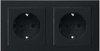 Prise double noire mate.
