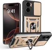 MobyDefend Hoesje - Geschikt voor Motorola Moto E15 / G05 - Pantsercase Met Draaibare Ring - Goud