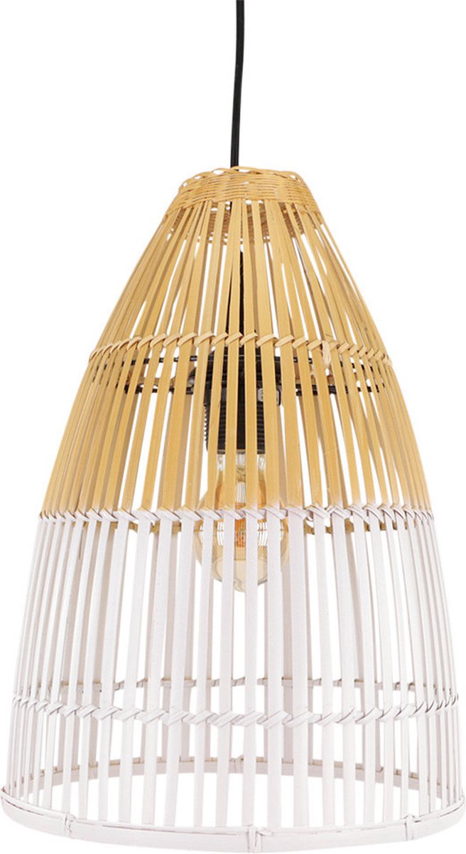 Lampenkap bamboe naturel/wit S