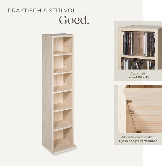 Tectake CD-rek - DVD-rek voor opslag van 102 cd's - Houten wandplank ...
