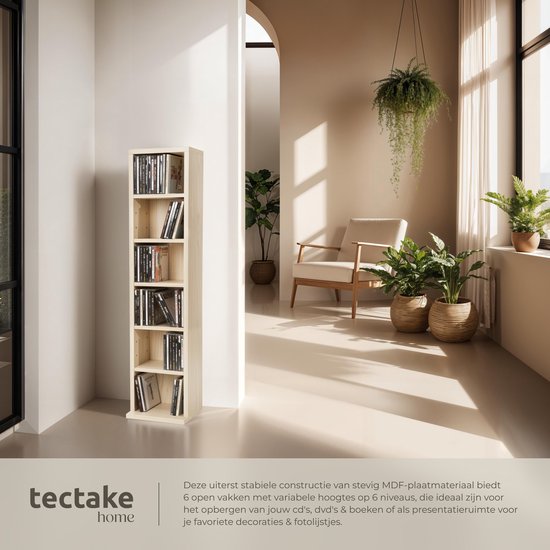 Tectake CD-rek - DVD-rek voor opslag van 102 cd's - Houten wandplank ...
