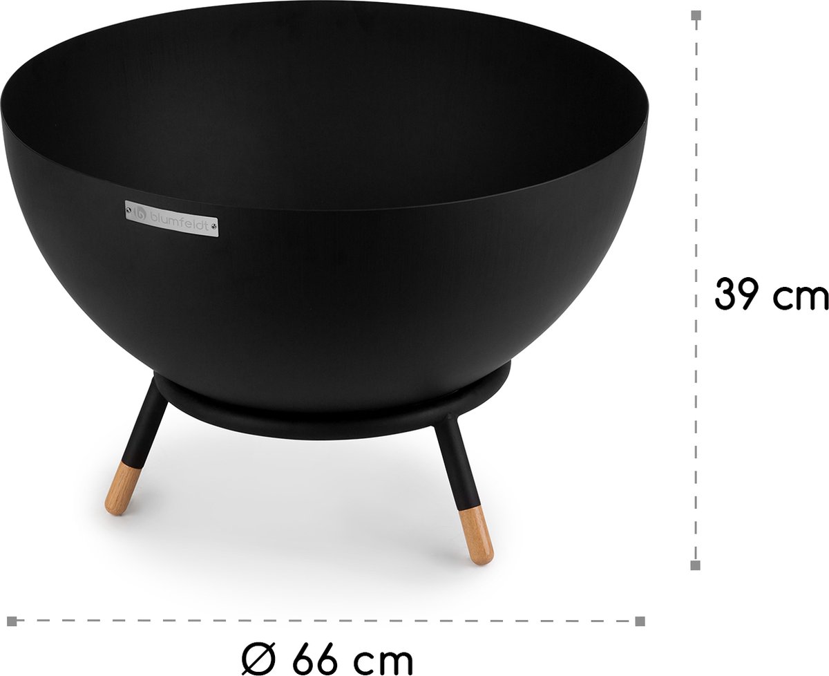Blumfeldt Fireball - vuurschaal, 66 cm, kantelbare haard, stevige 3 mm dikke stalen vuurschaal, horizontaal en diagonaal te gebruiken, ontworpen in Berlijn, inclusief roest/houten regenhoes