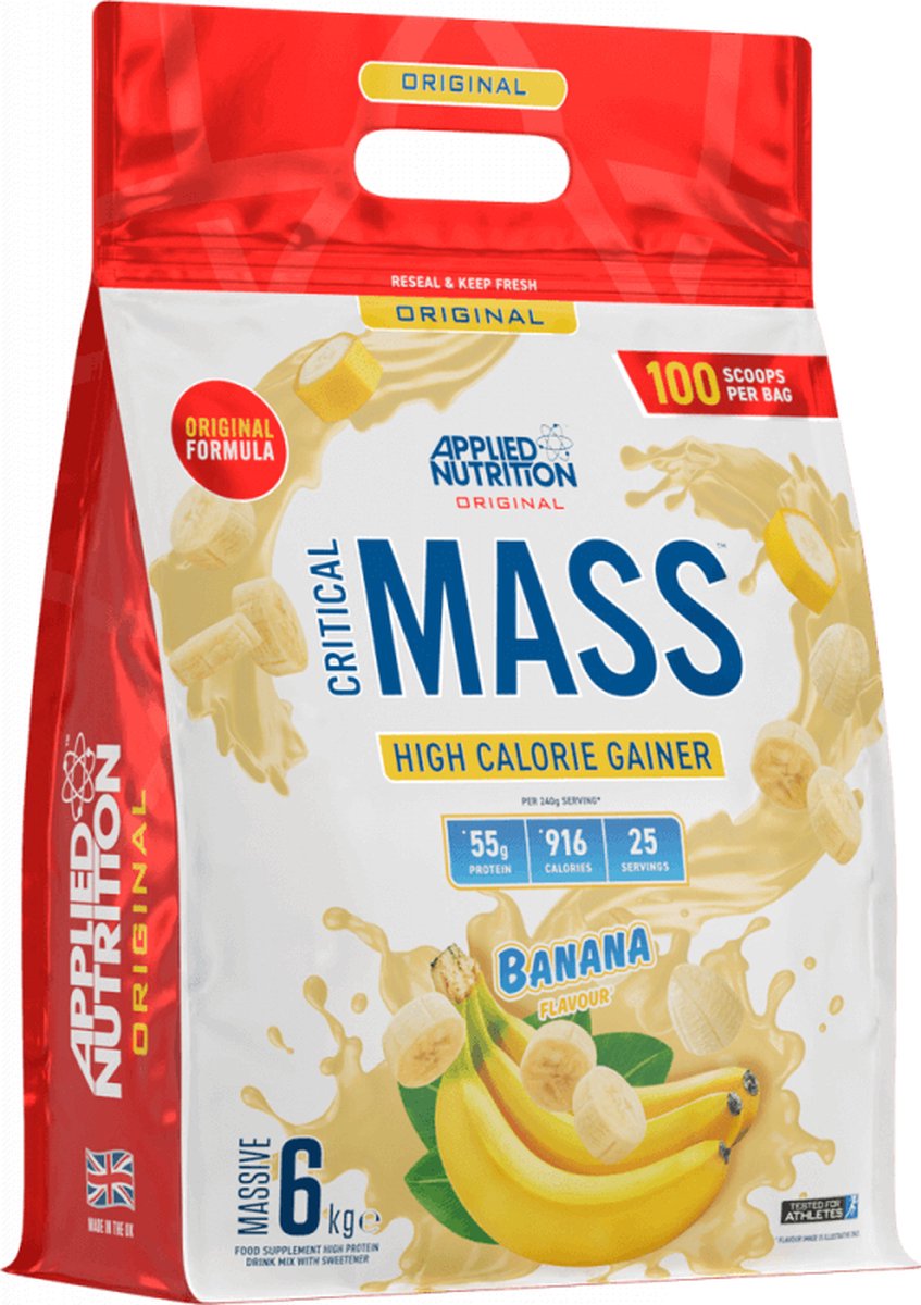 Goedkoopste Mass Gainer - Original Critical Mass - Applied Nutrition - 6000 g Banaan