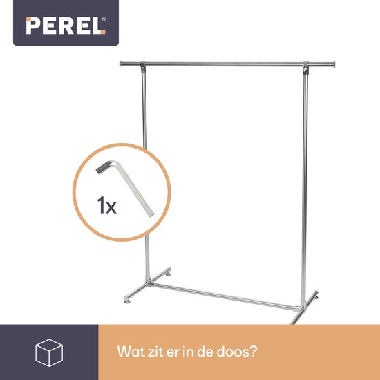 Perel Kledingrek, 1 stang, 125 x 50 x 130 cm, max. last 75 kg, metaal