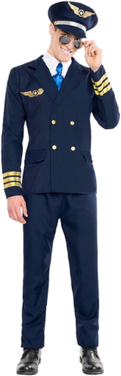 Pilotenkostuum Voor Heren - 5-delig Verkleedkostuum Voor Themafeesten - Halloween Of Carnaval - Gezagvoerder