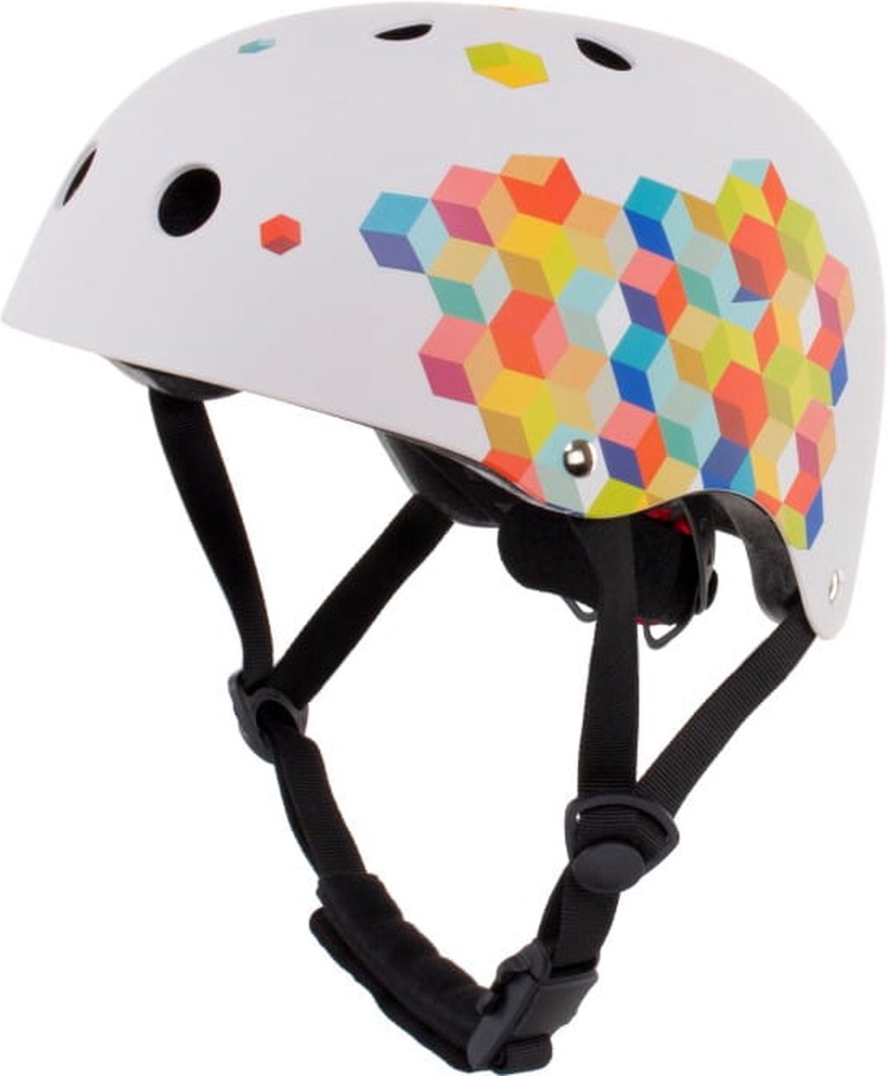 sun baby Fietshelm 2 jaar, kinderhelm maat M (52-57 cm) Wit, met LED licht, Kinder skatehelm voor skateboard, fiets, step en rolschaatsen