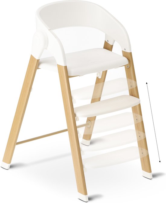 Deryan Luxe Kinderstoel - Meegroei kinderstoel - Inklapbaar - Wit/Houtlook van Merkloos — afbeelding 4