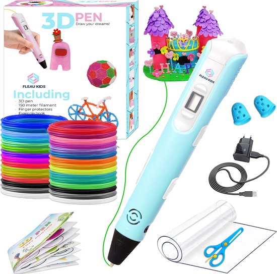Fleau Kids 3D Pen Starterspakket Blauw XXL