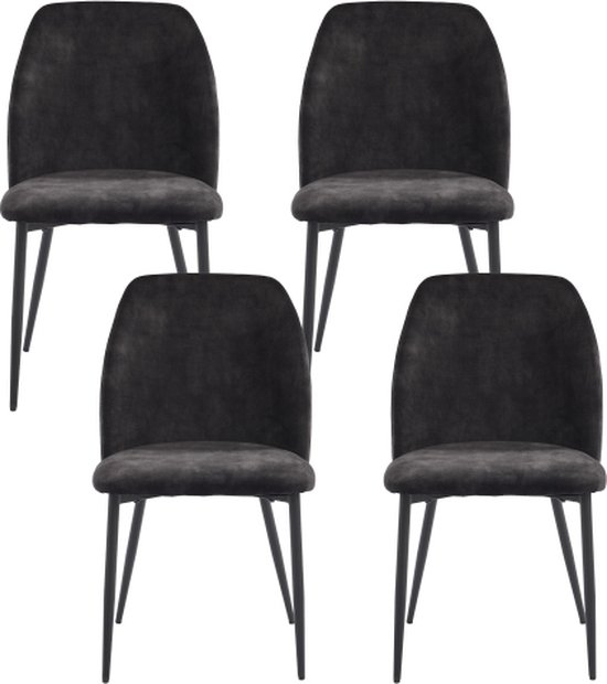 Jasmijn eetkamerstoel fluweel antraciet Stoelen Eetkamer De Eekhoorn