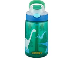 Contigo Gizmo Flip Autospout kinderdrinkfles met rietje, BPA-vrije waterfles - Green Jungle Dino - 420 ml
