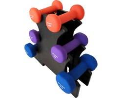 AJ-Sports Dumbell Set Gekleurd - 0,5 t/m 2 KG - Dumbbells - Gewichten Set - Halterset - Halters - Fitness gewichten - Krachttraining - Fitness - Inclusief GRATIS Dumbbell Houder