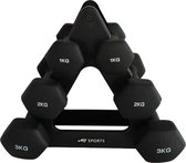 Bol.com AJ-Sports Dumbbell Set Zwart - 1 t/m 3 KG - Dumbbells - Gewichten Set - Halterset - Halters - Fitness gewichten - Kracht... aanbieding