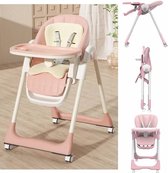 Bol.com Verstelbare kinderstoel | BDK-HIGH CHAIR-ROZE | kinderzetel - Inklapbare Eetstoel - Afneembare plaat - Verstelbaar Baby ... aanbieding