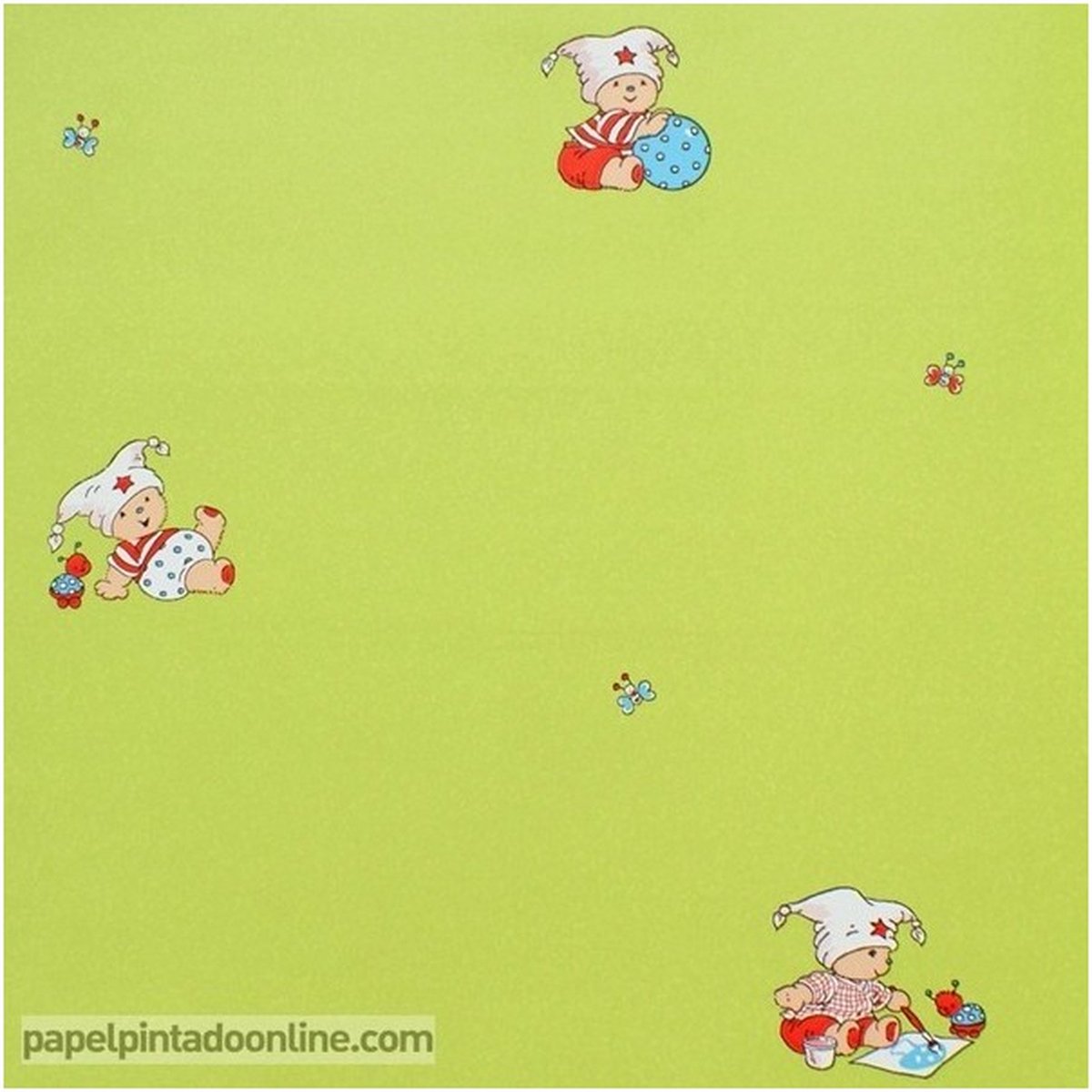 Four Friends - Behang Kinderkamer - Babykamer - Behangpapier - Kinderbehang - Beer met Muts - 0,53 x 10,05M.