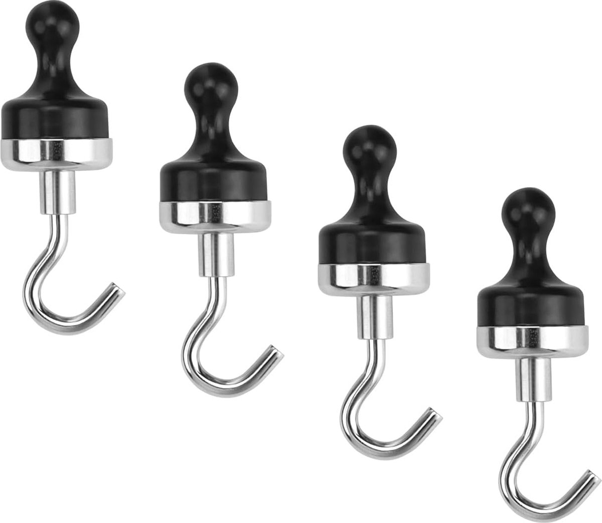 Goodivery ® magneten, 4 stuks magneethaken, zeer sterk, drie lagen nikkelcoating, permanent magnetisme, haken magnetisch voor plafond, badkamer, keuken, kantoor en garage