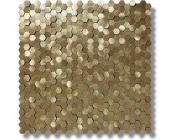 123plaktegels - wandpanelen mozaïek tegels zelfklevende tegels tegelstickers keuken badkamer - PVC - aluminium - zelfklevend - 30 x 30 cm - mozaïek plaktegel geborsteld bronze 3d hexagon