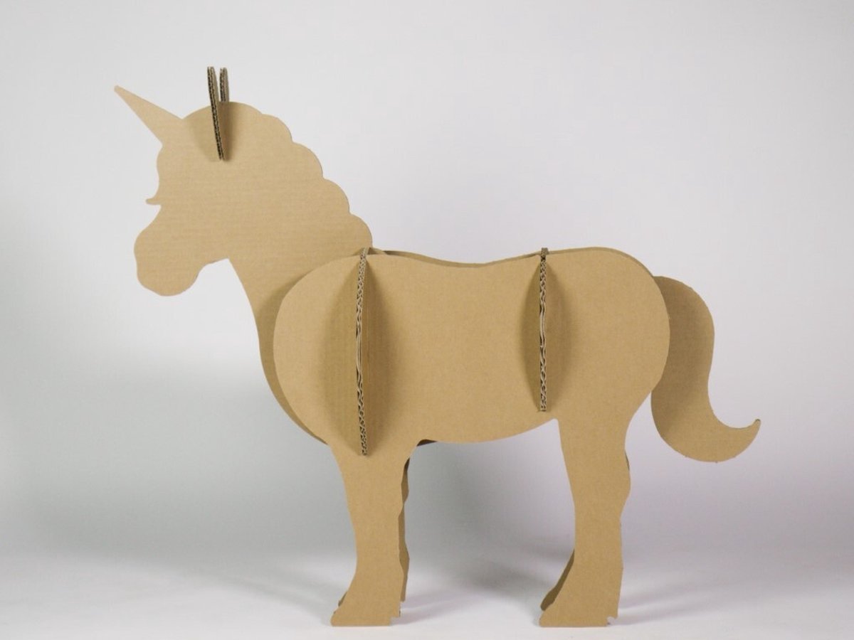 Kartonnen eenhoorn - Kartonnen 3D dier - 73x24x70 cm - Dieren figuur van karton - Speelgoed - KarTent