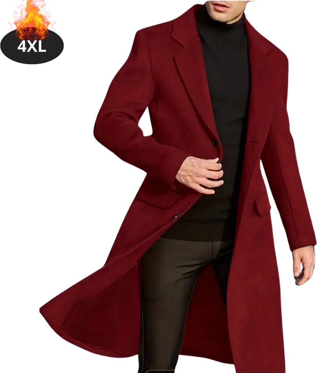 Bovista Mantel Heren Tussenmantel Jas Mantelpakje Trenchcoat Overjas Overcoat Winter Plus Bordeauxrood