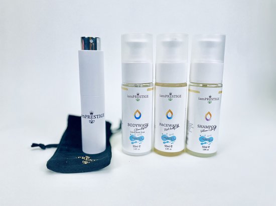iamPrestige, Voordeel pack Travel box ToGo White Shampoo, Facewash, BodyWash, Parfum