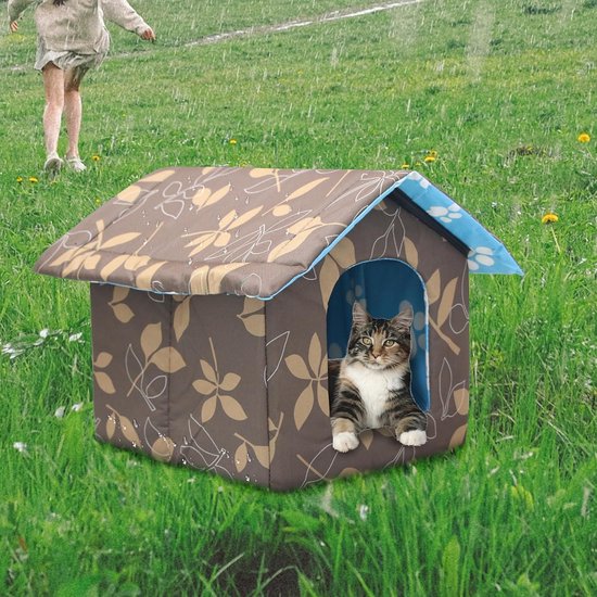 Madame Jones Maison pour chat d'extérieur résistante à l'hiver, imperméable et chaude, pliable avec kussen amovible pour animaux de la rue - Extérieur - Résistant à l'hiver - Imperméable - Pliable - Chaud.