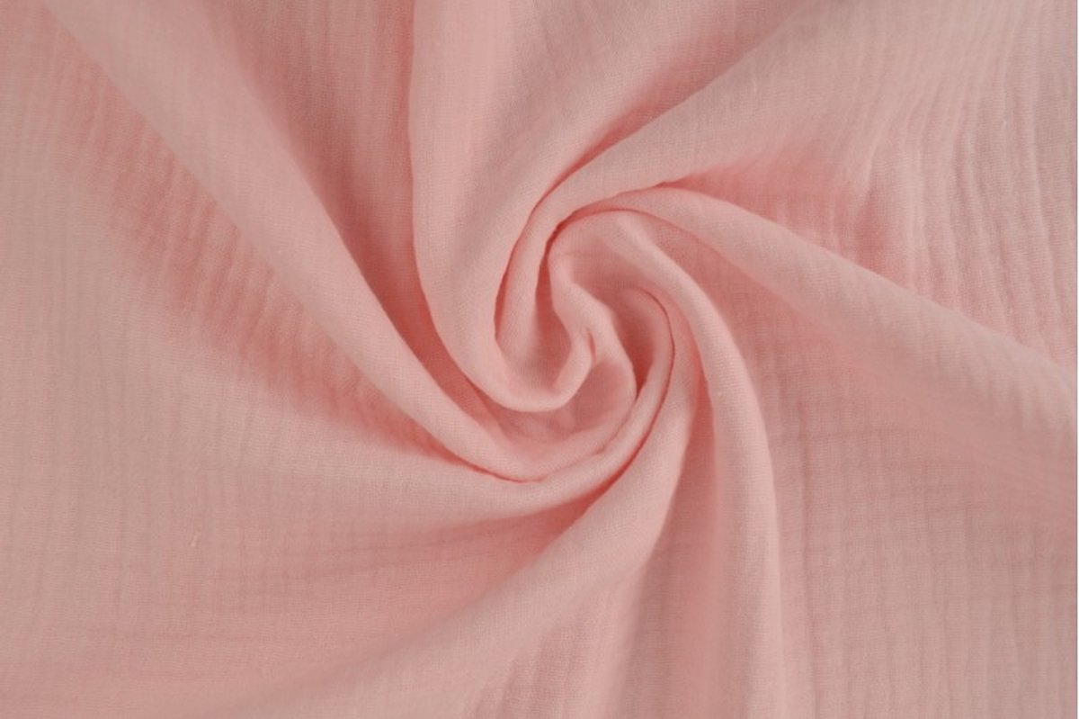 10 meter mousseline stof - Baby roze - 135cm breed
