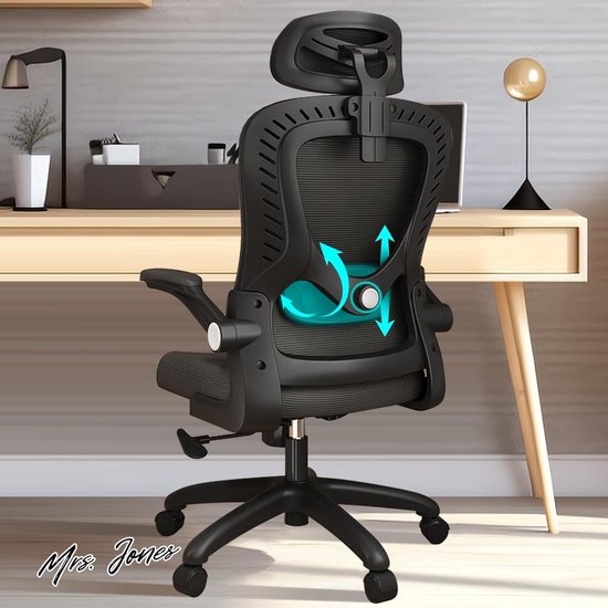 Monhey Bureaucomputerstoelen - ergonomisch met lendensteun en opklapbare armen thuiskantoor in hoogte verstelbaar hoge rug draaibaar 360° warm taupe mesh studiestoel (KHAKI2