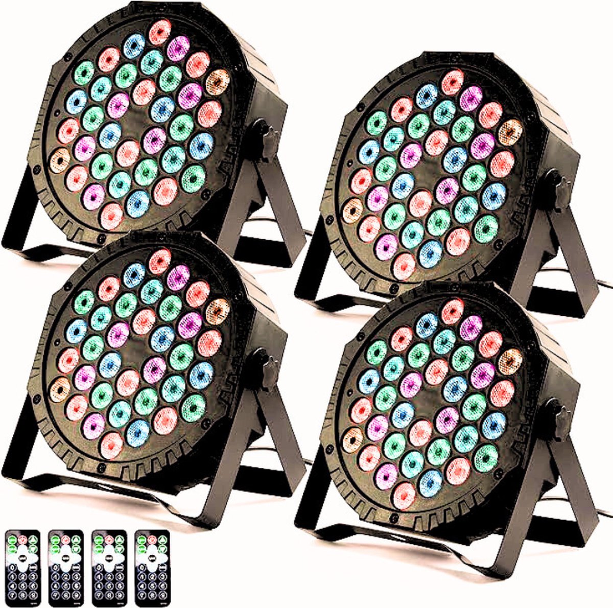 4 Stuks LED-Spotlights RGB DMX512 Met Afstandsbediening - 36 LEDs - 72W - 7 Lichtmodi Voor Feesten - Podium En DJ Shows - Discolicht En Partyverlichting