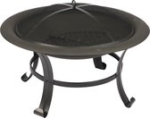 Bol.com Grote Vuurkorf - Ø 76 x 53 cm – Met Vonkenscherm & Houtrooster – Vuurschaal voor Tuin Terras & Camping – Stijlvolle Zwar... aanbieding